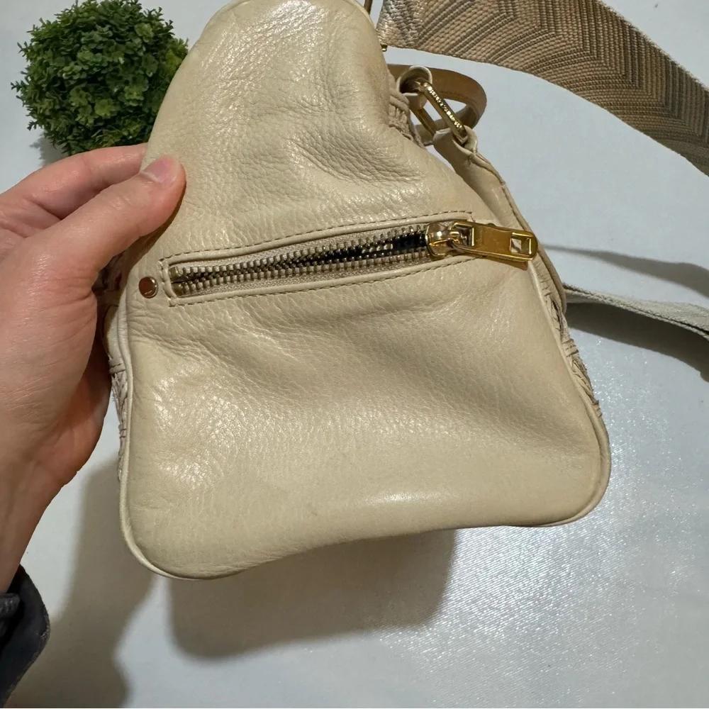 Rebecca Minkoff Cream Woven Leather Large Top Handle Shoulder‎ Bag Purse